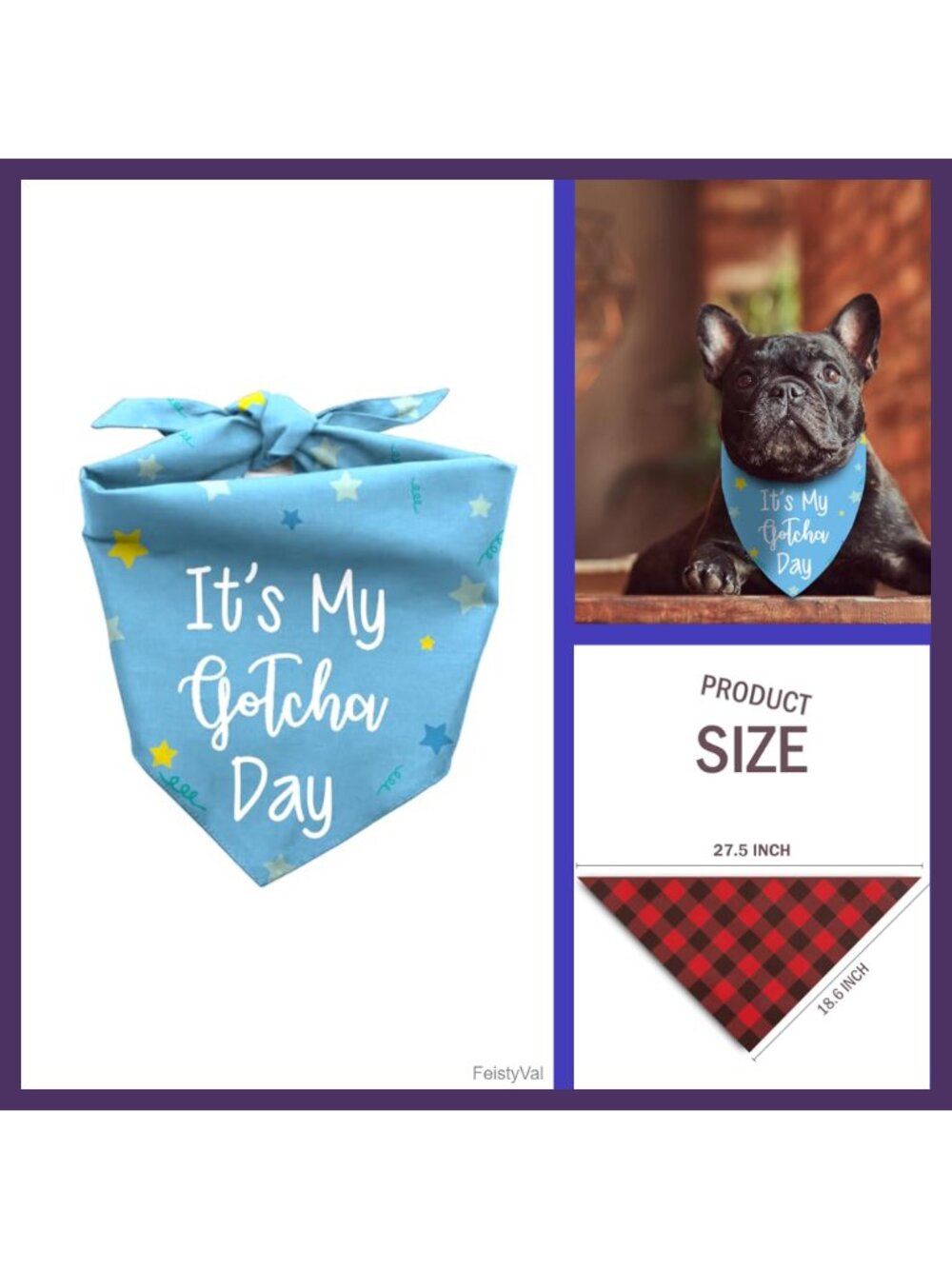 Gotcha Day Dog Bandana Polyester Triangle Scarf Pet Adoption Party
